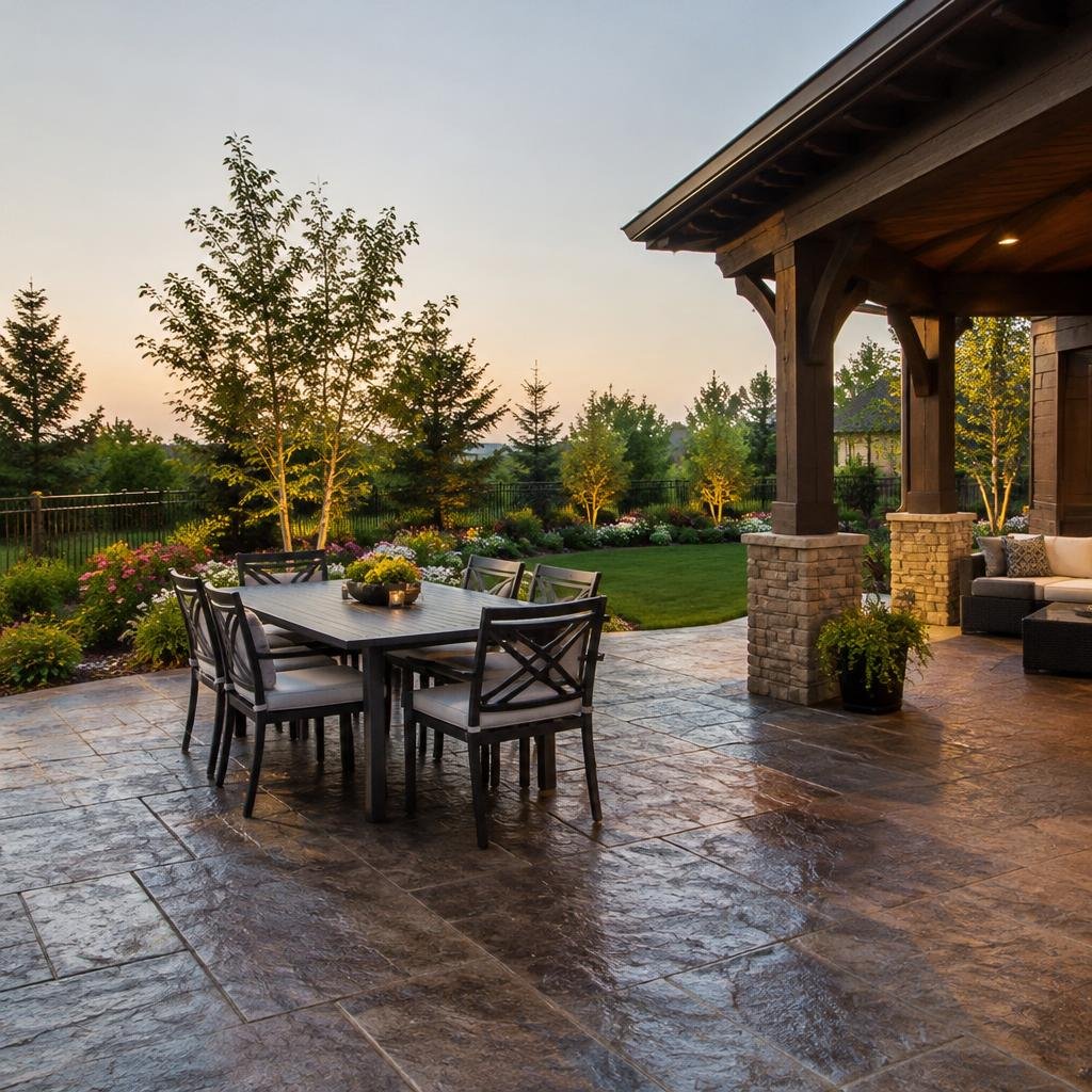 Stamped concrete patio